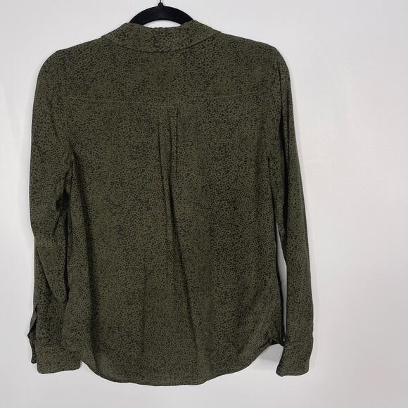 Rails Small S Rebel Olive Speckled Blouse Green Long Sleeve Button Front FLAW - Picture 2 of 9